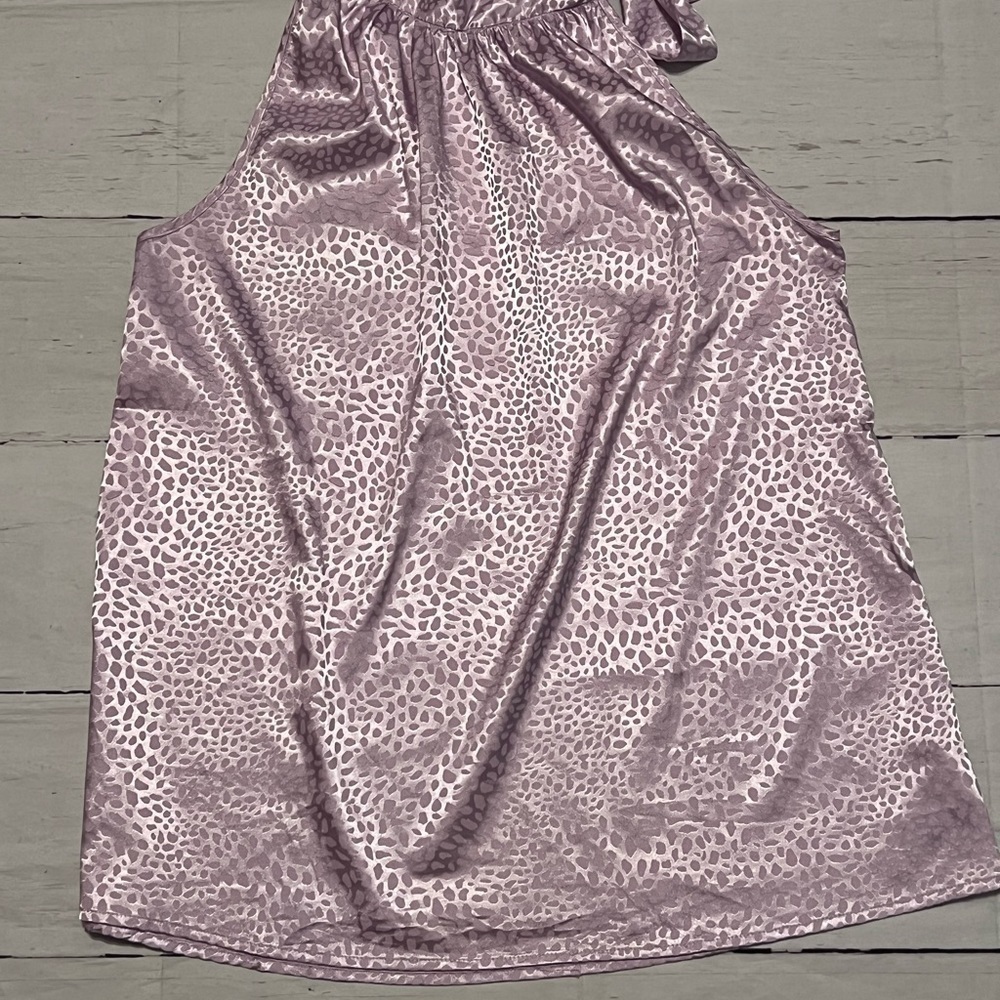 First ❤️Love by Lovelyn lavender leopard mock neck tie design sleeveless  small - Picture 8 of 13
